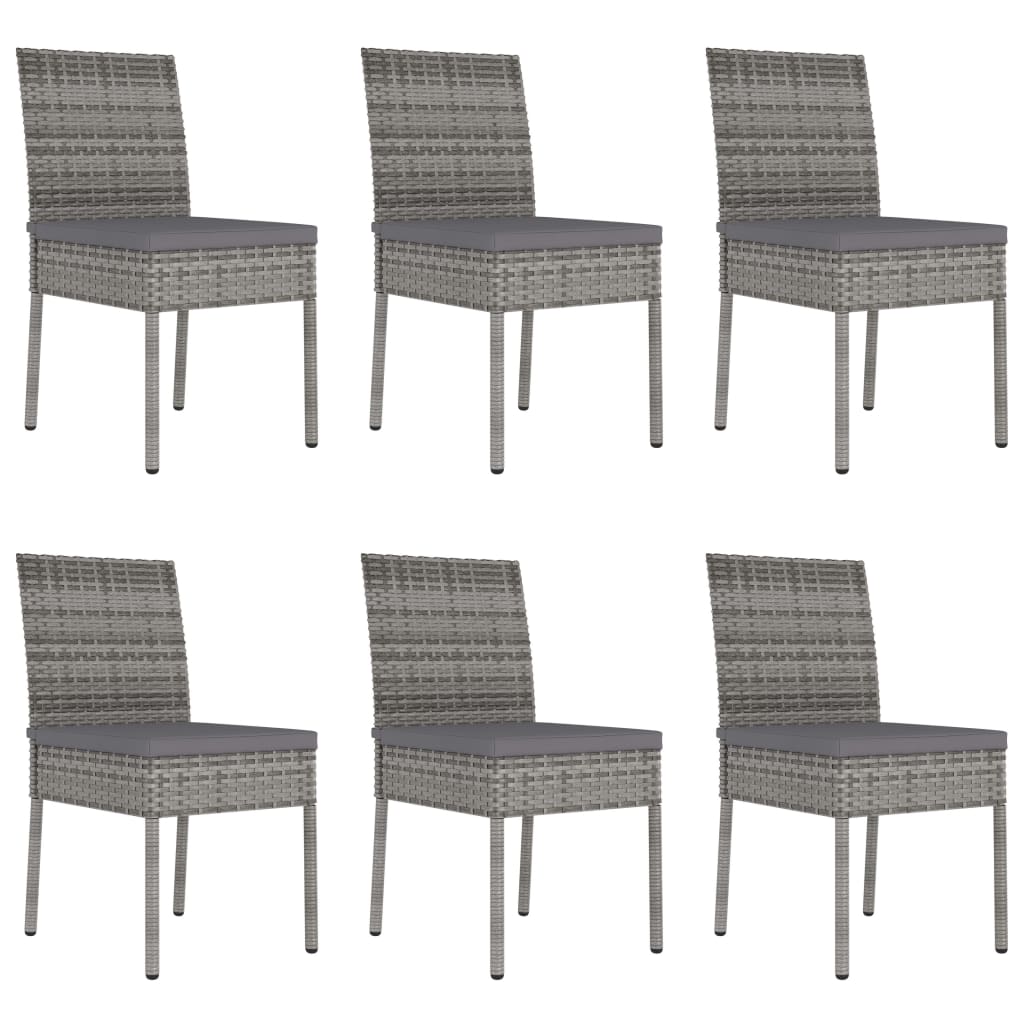 vidaXL 7-tlg. Garten-Essgruppe Poly Rattan Grau