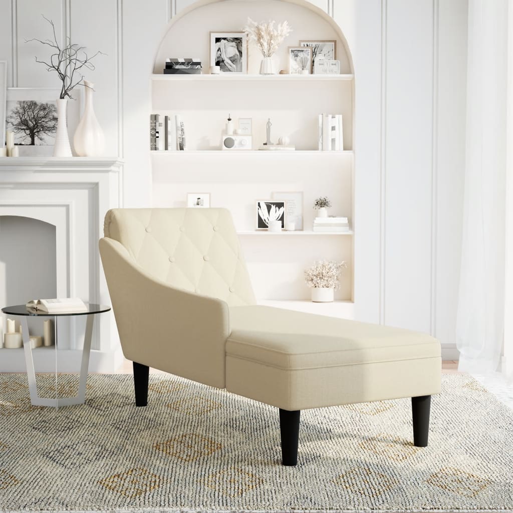 vidaXL Chaiselongue mit Kissen und Rechter Armlehne Creme Stoff