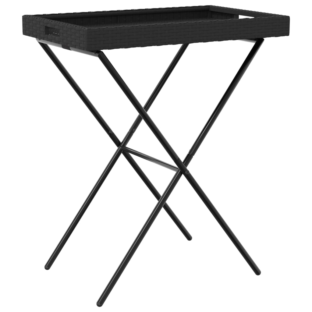 vidaXL Tabletttisch Klappbar Schwarz 65x40x75 cm Poly Rattan