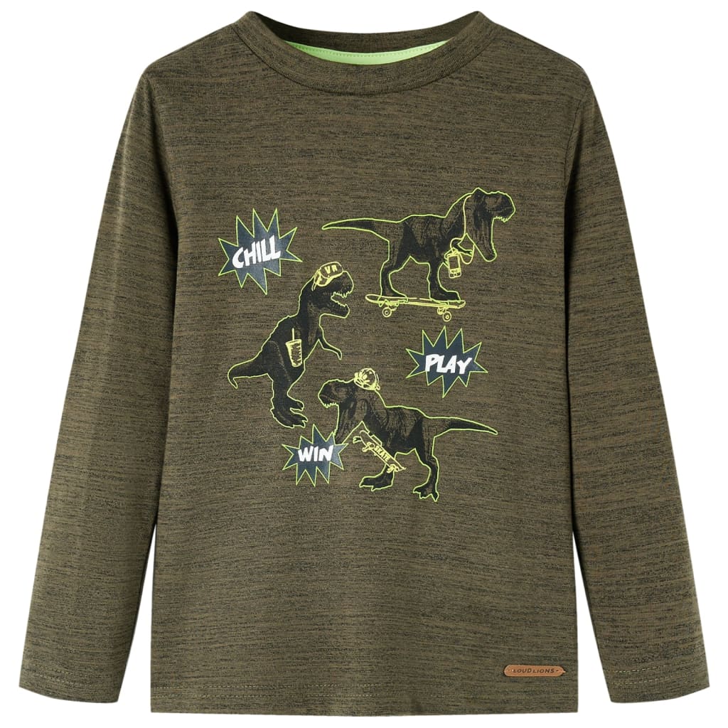 Kinder-Langarmshirt Dunkles Khaki Melange 116