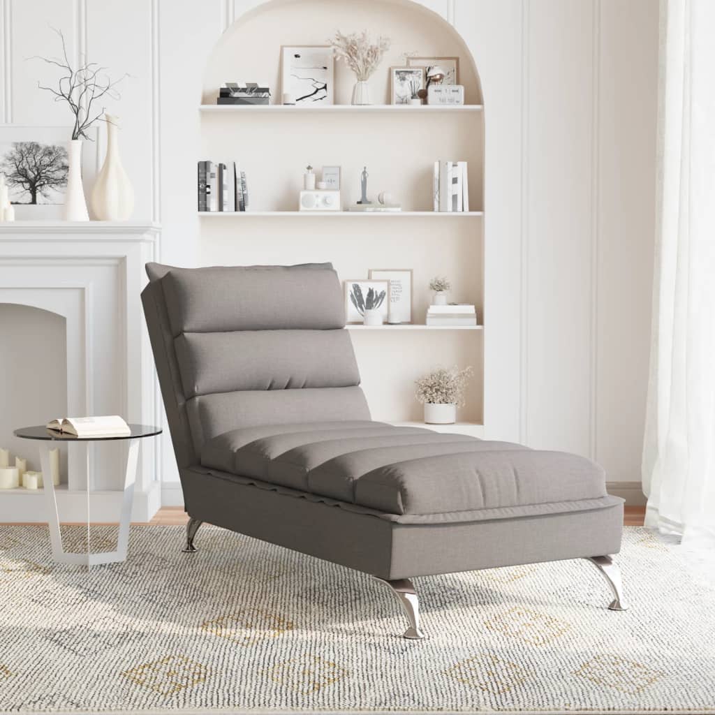 vidaXL Chaiselongue mit Kissen Taupe Stoff