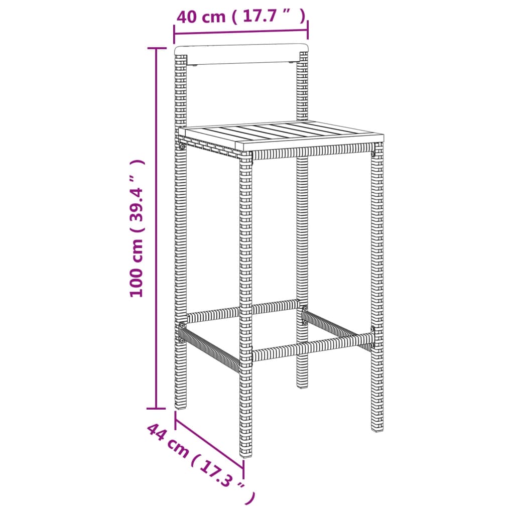 vidaXL 11-tlg. Gartenbar-Set Grau Poly Rattan & Massivholz Akazie