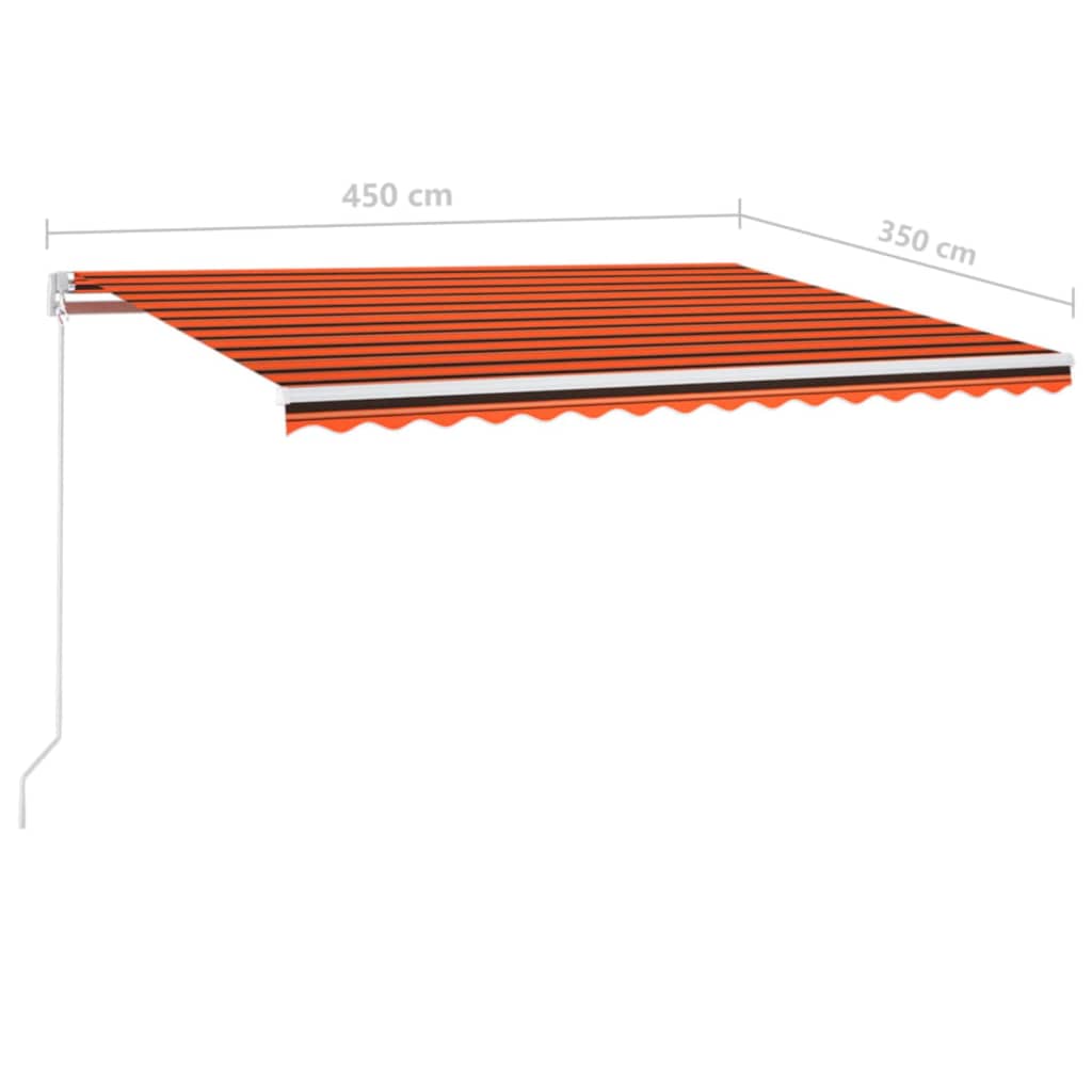 vidaXL Markise Manuell Einziehbar mit LED 450x350 cm Orange und Braun