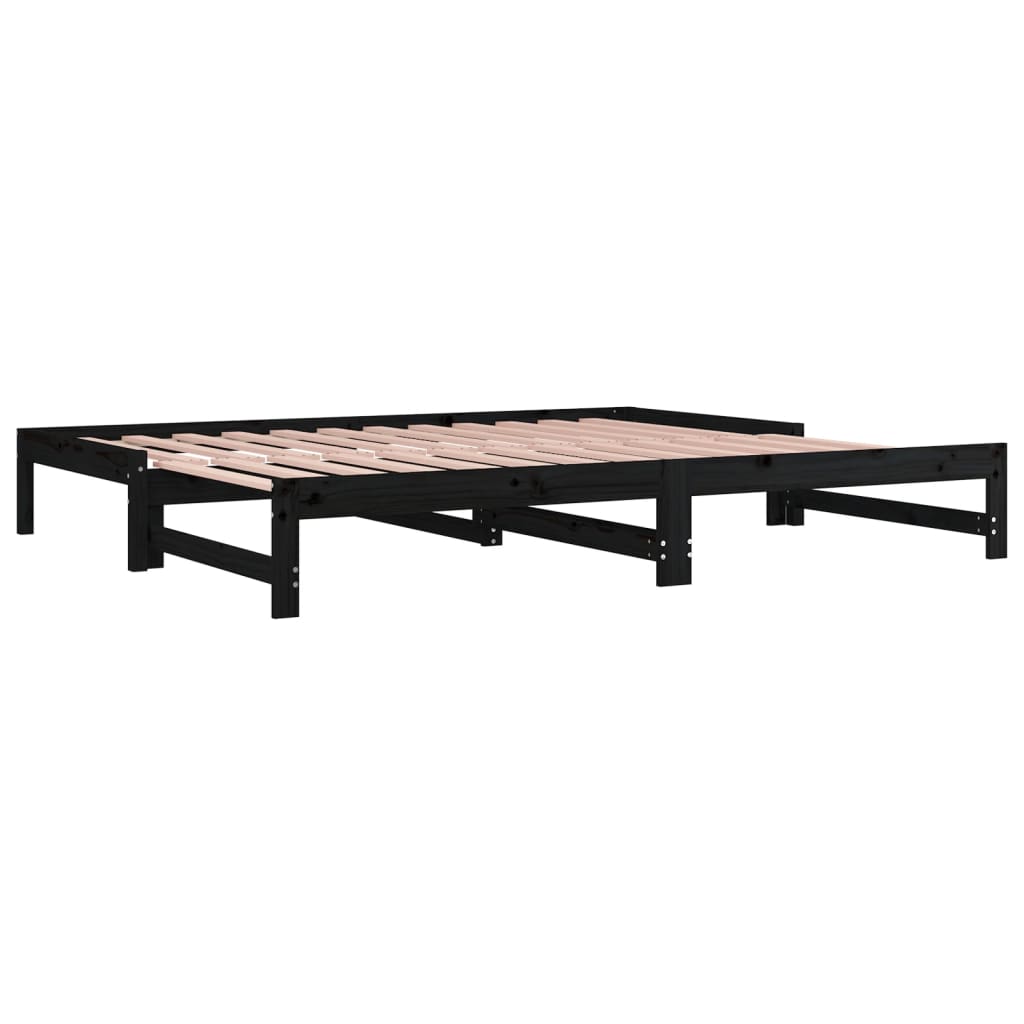 vidaXL Tagesbett Ausziehbar Schwarz 2x(80x200) cm Massivholz Kiefer