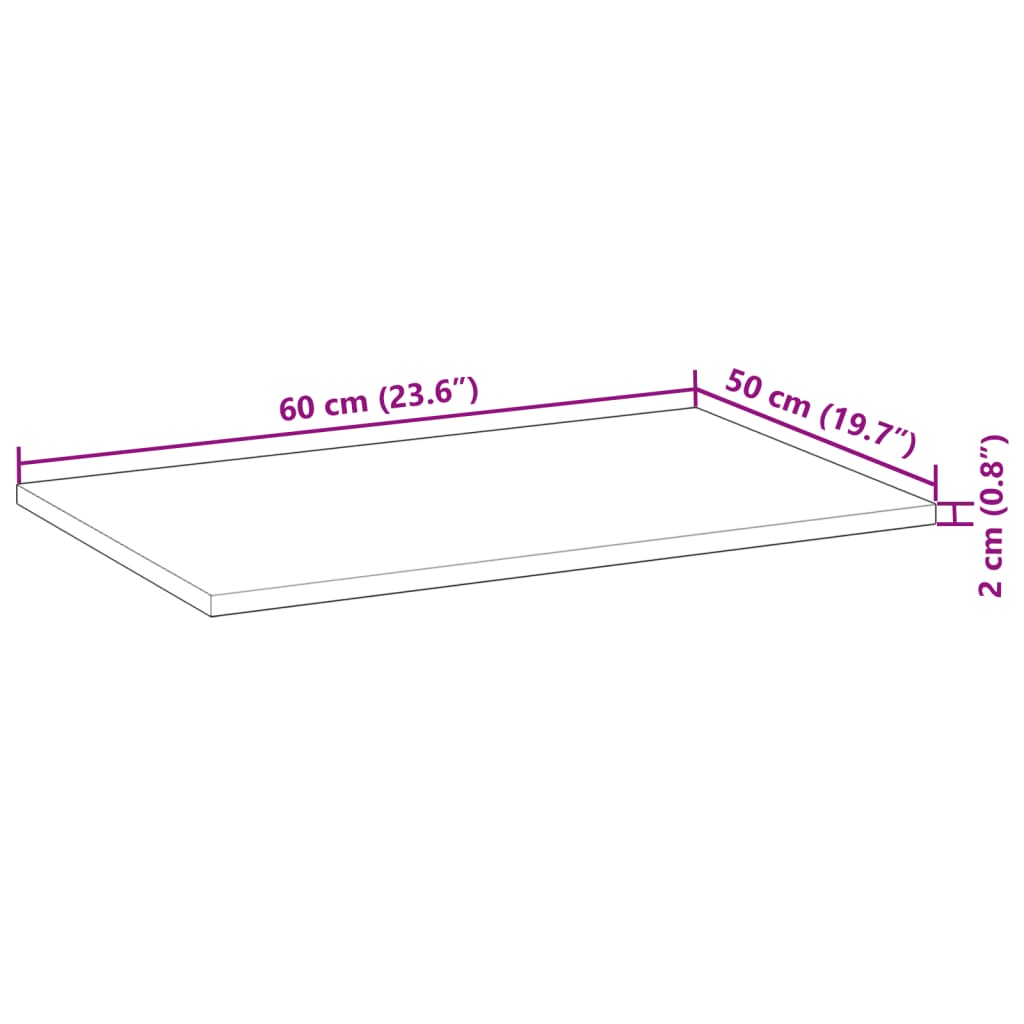 vidaXL Waschtischplatte Unbehandelt 60x50x2 cm Massivholz Akazie