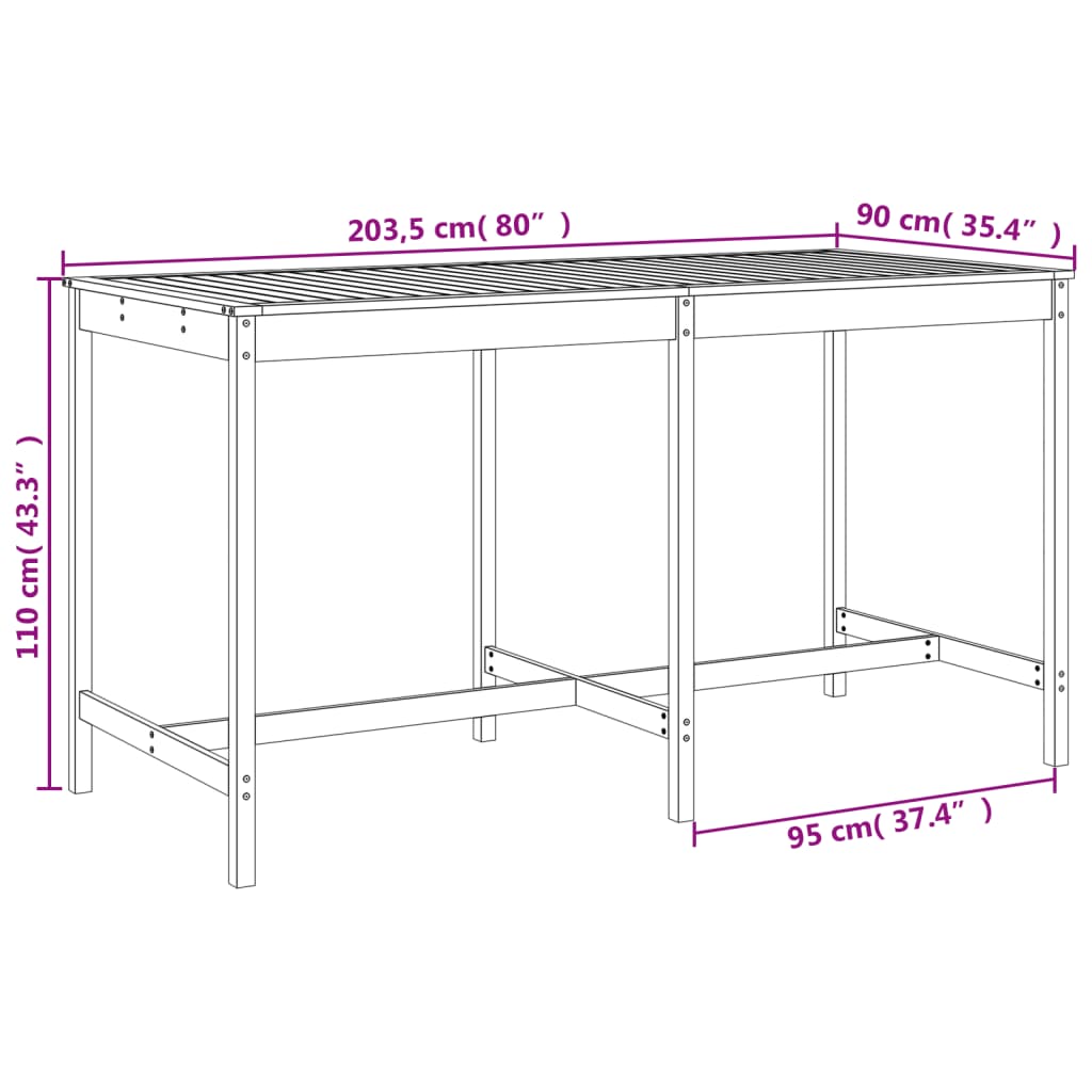 vidaXL 9-tlg. Gartenbar-Set Grau Massivholz Kiefer