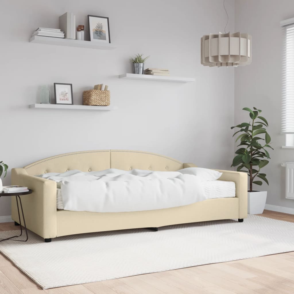 vidaXL Tagesbett mit Matratze Creme 100x200 cm Stoff