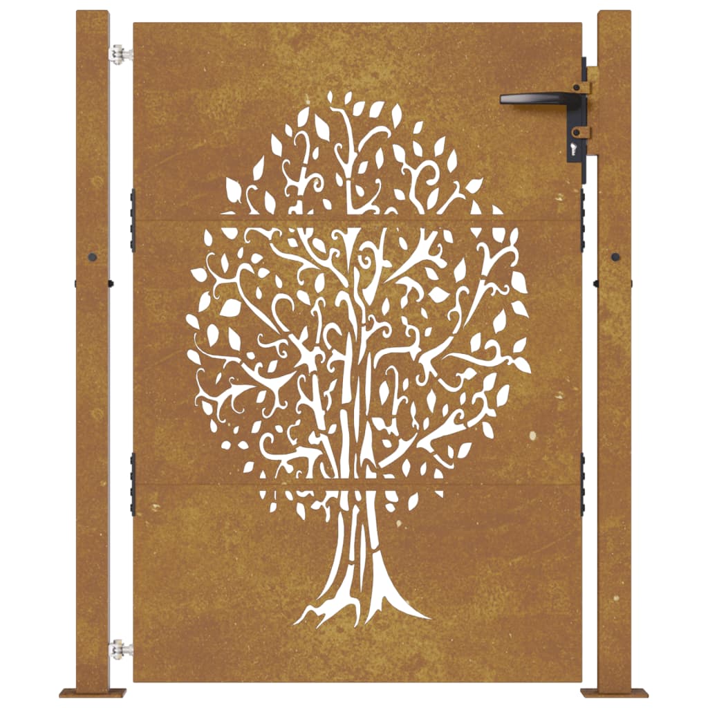 vidaXL Gartentor 105x155 cm Cortenstahl Baum-Design