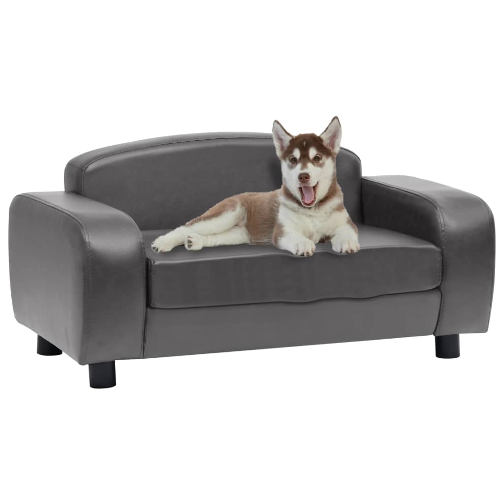 vidaXL Hundesofa Grau 80x50x40 cm Kunstleder