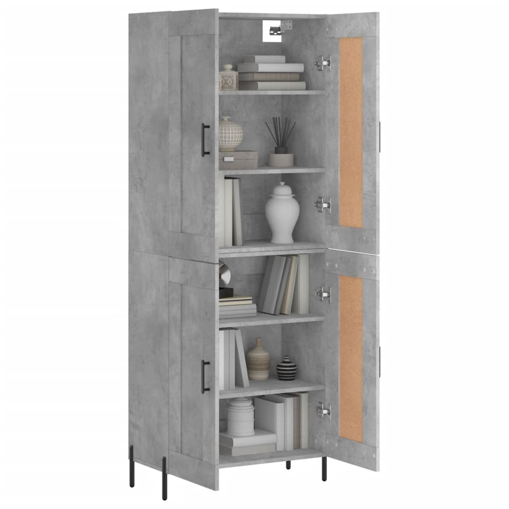 vidaXL Highboard Betongrau 69,5x34x180 cm Holzwerkstoff