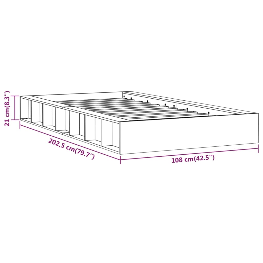 vidaXL Massivholzbett Weiß 90x200 cm