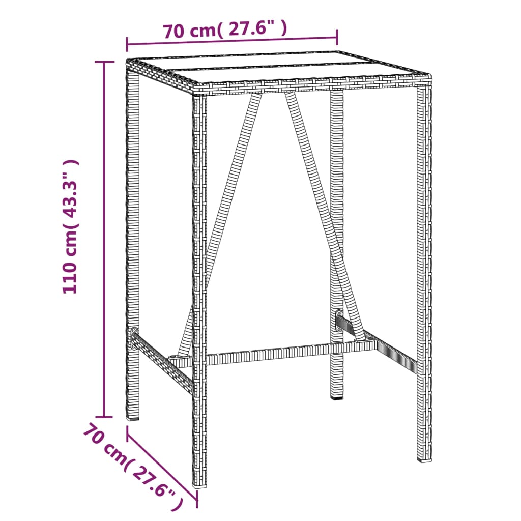 vidaXL 3-tlg. Gartenbar-Set Schwarz Poly Rattan & Massivholz Akazie