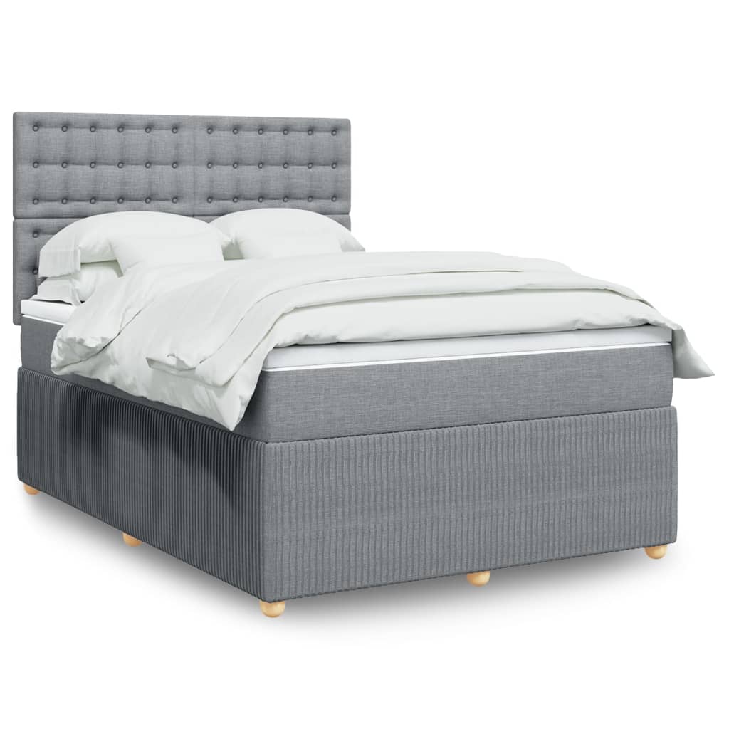 vidaXL Boxspringbett mit Matratze Hellgrau 140x200 cm Stoff