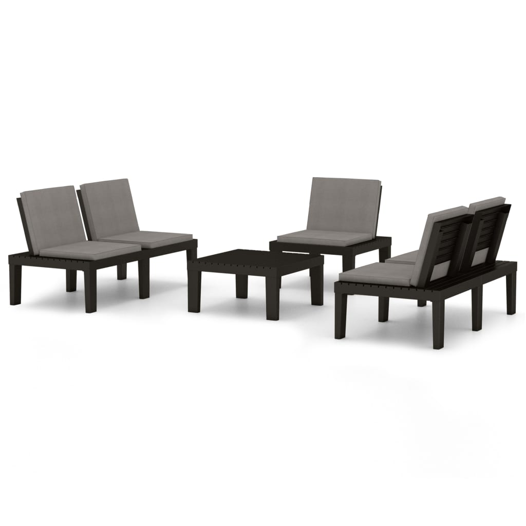 vidaXL 4-tlg. Garten-Lounge-Set mit Kissen Kunststoff Grau