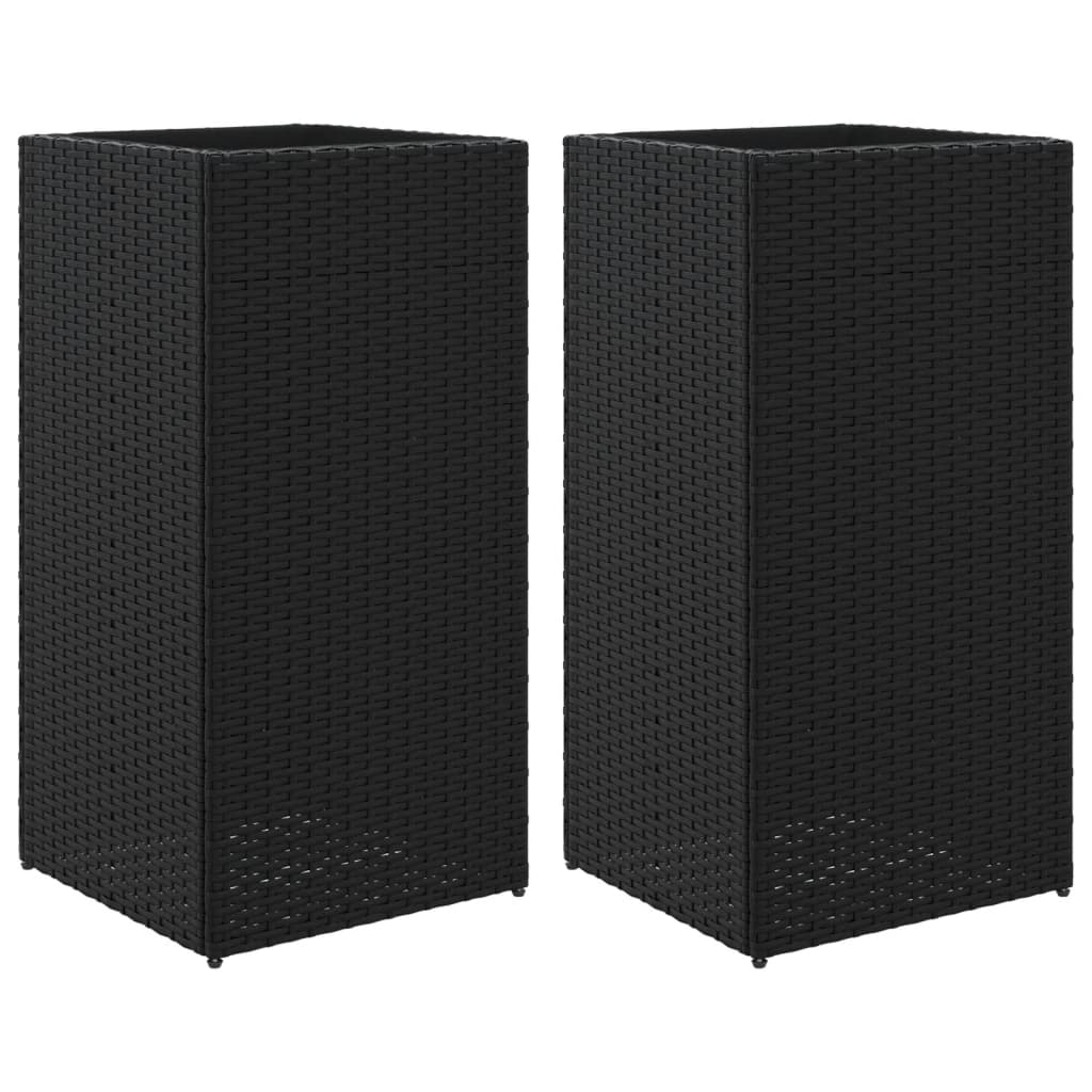 vidaXL Pflanzkübel 2 Stk. Schwarz 40x40x80 cm Poly Rattan