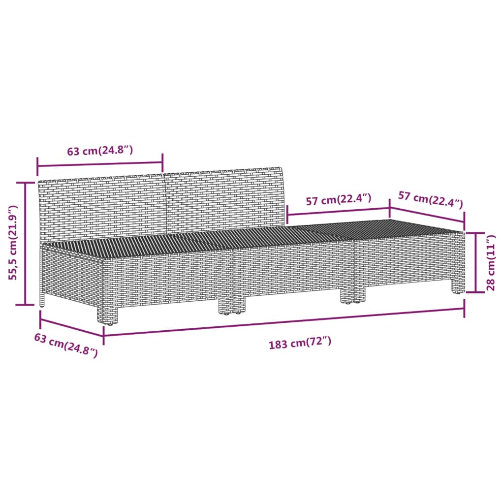 vidaXL 7-tlg. Garten-Lounge-Set mit Kissen Grau Poly Rattan