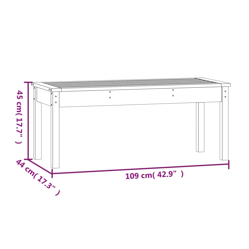 vidaXL Gartenbank Schwarz 109x44x45 cm Massivholz Kiefer