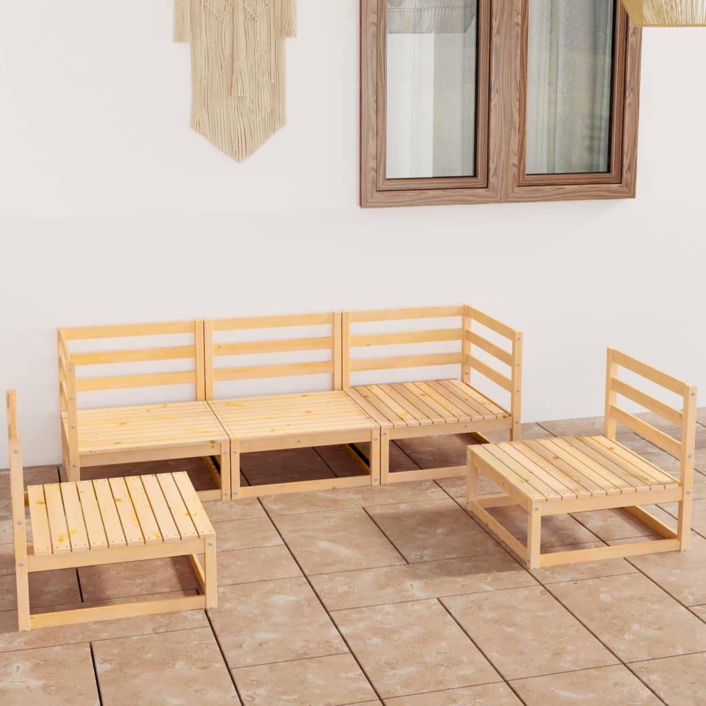 vidaXL 5-tlg. Garten-Lounge-Set Massivholz Kiefer