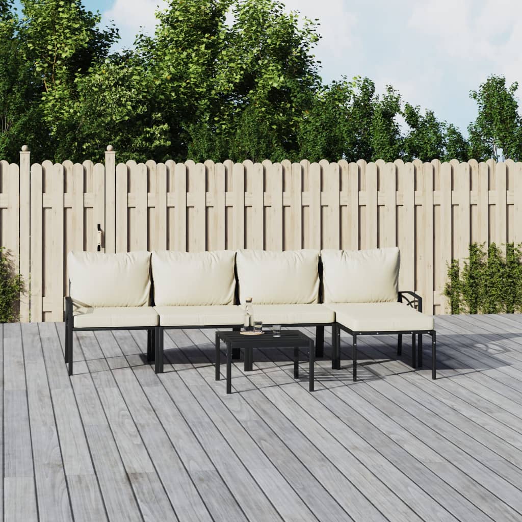 vidaXL 6-tlg. Garten-Lounge-Set mit Sandfarbigen Kissen Stahl