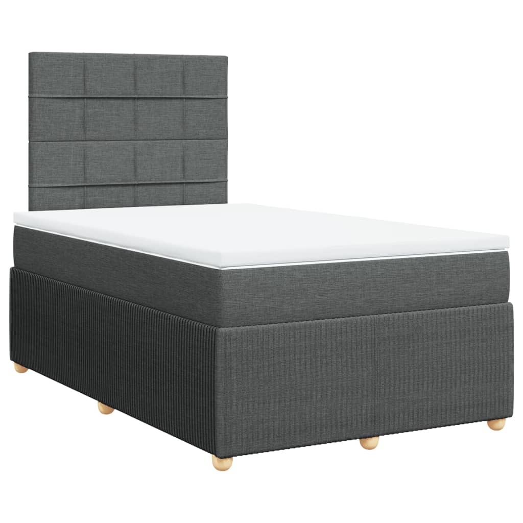 vidaXL Boxspringbett mit Matratze Dunkelgrau 120x190 cm Stoff