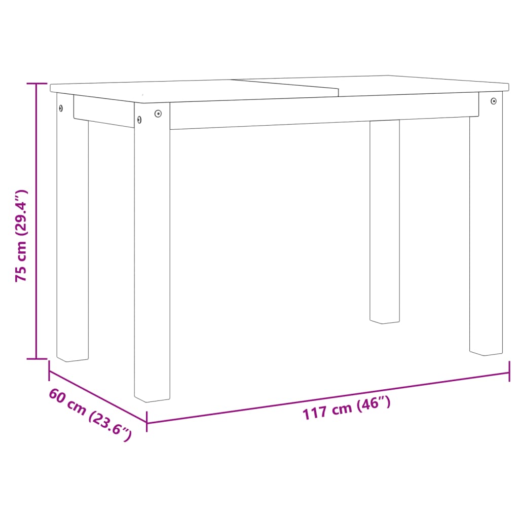 vidaXL Esstisch Panama 117x60x75 cm Massivholz Kiefer