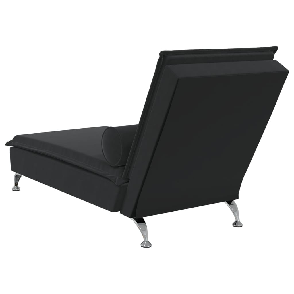 vidaXL Massage-Chaiselongue mit Nackenrolle Schwarz Samt