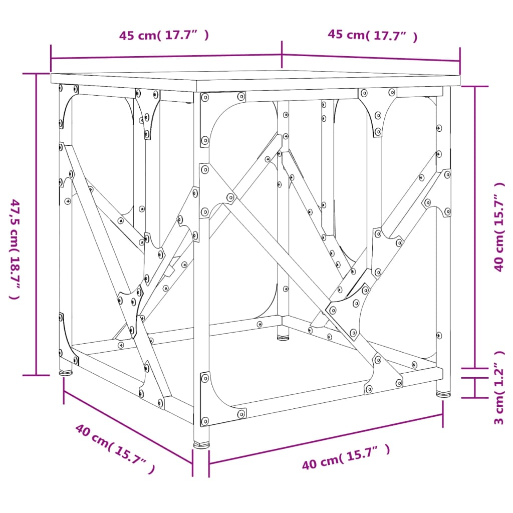 vidaXL Couchtisch Sonoma-Eiche 45x45x47,5 cm Holzwerkstoff