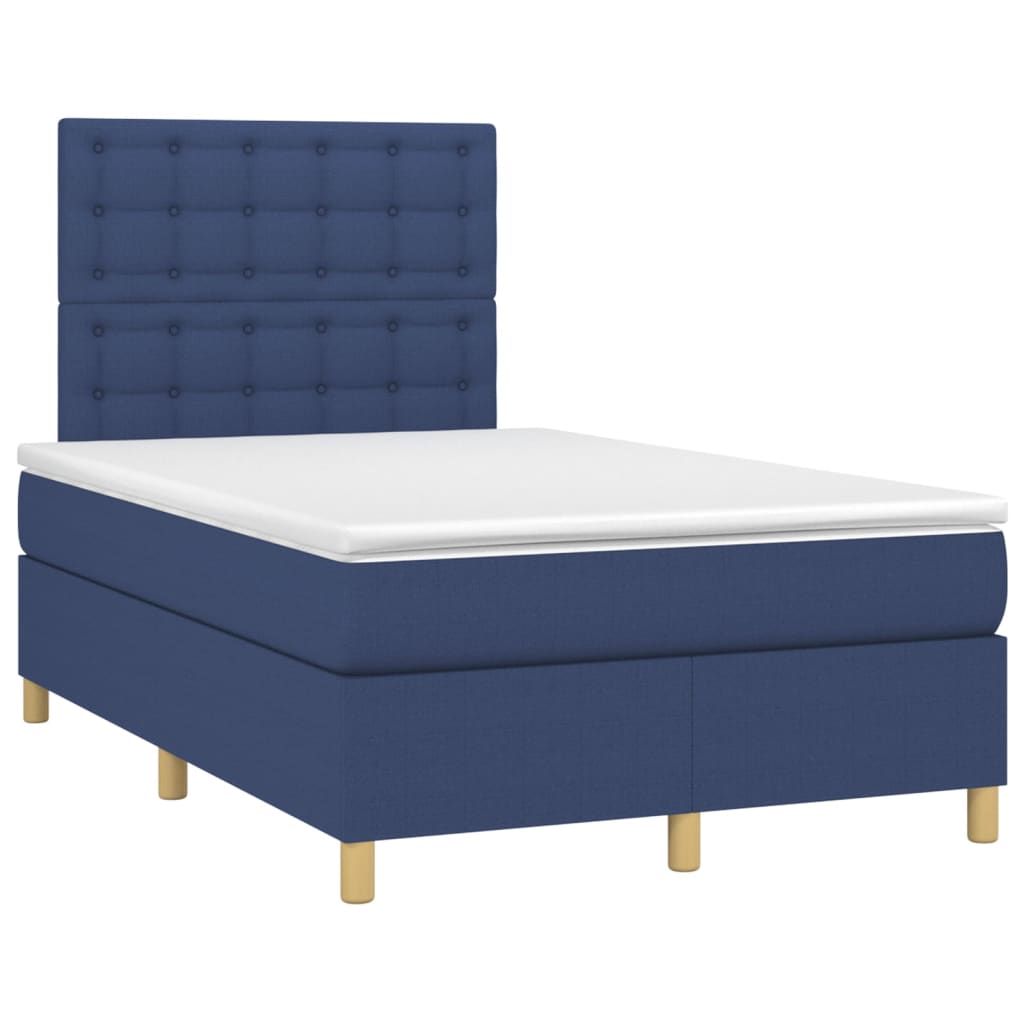 vidaXL Boxspringbett mit Matratze Blau 120x200 cm Stoff