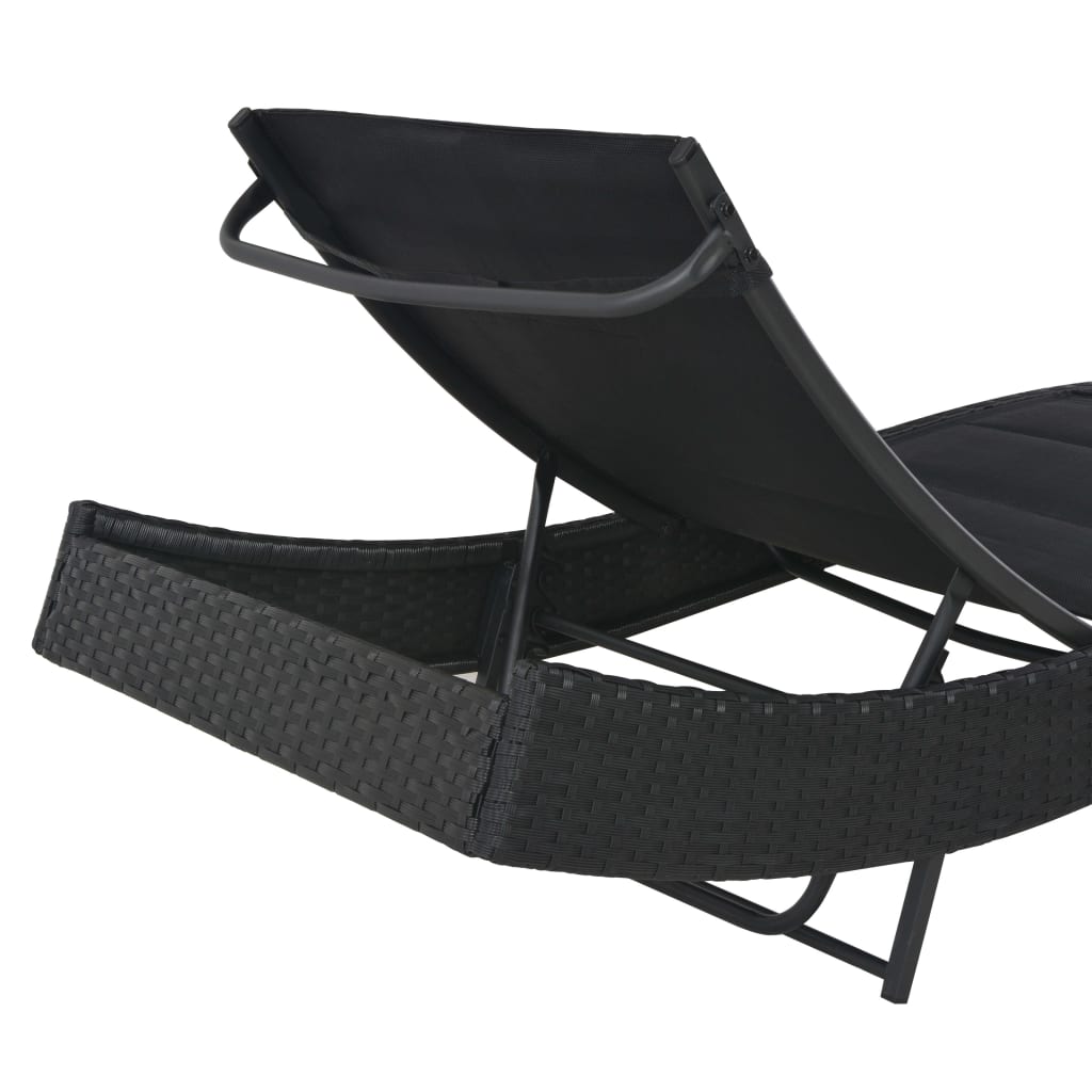 vidaXL Sonnenliege Poly Rattan und Textilene Schwarz