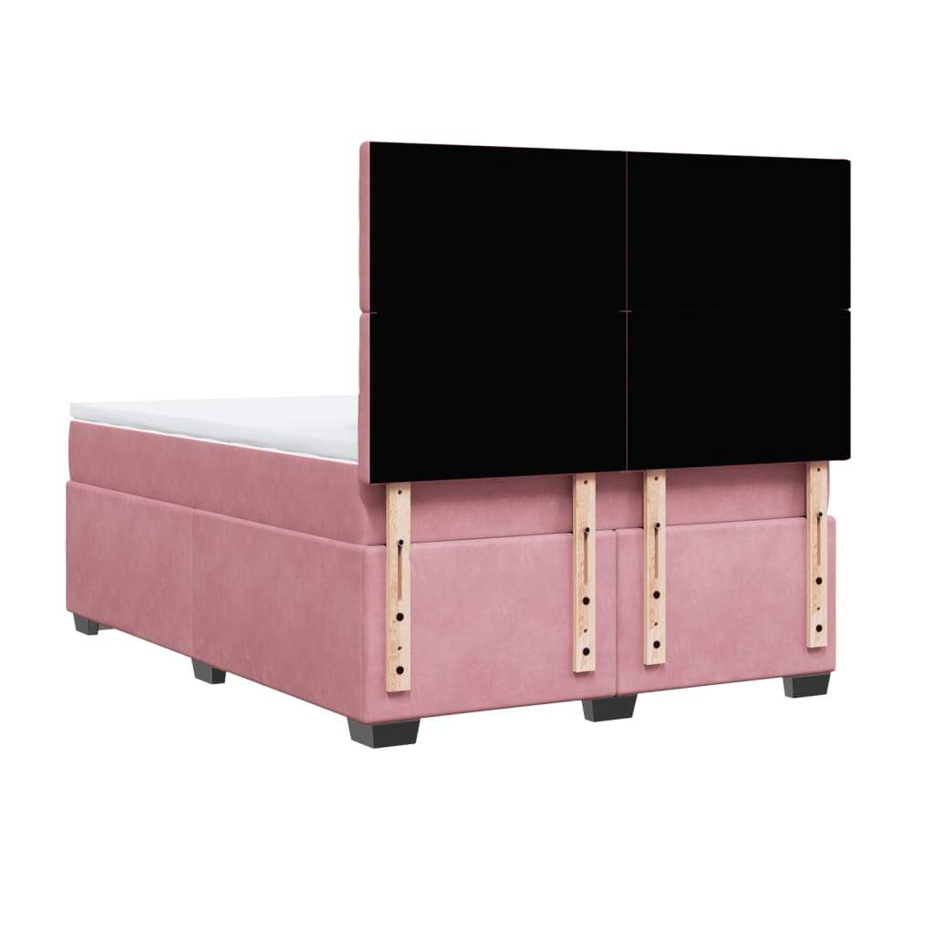 vidaXL Boxspringbett mit Matratze Rosa 140x200 cm Samt