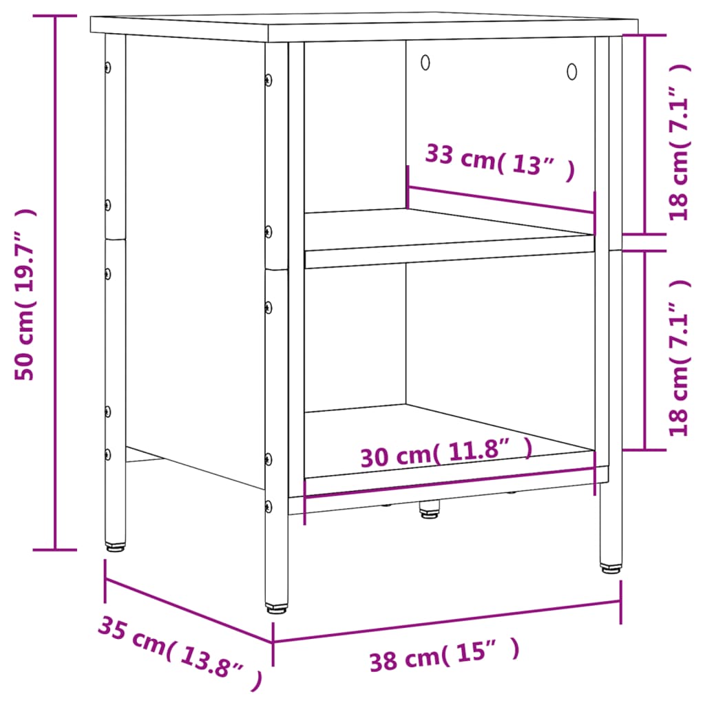 vidaXL Schuhregal Räuchereiche 38x35x50 cm Holzwerkstoff