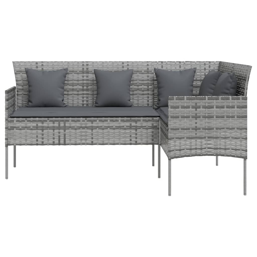 vidaXL Sofa in L-Form mit Kissen Poly Rattan Grau