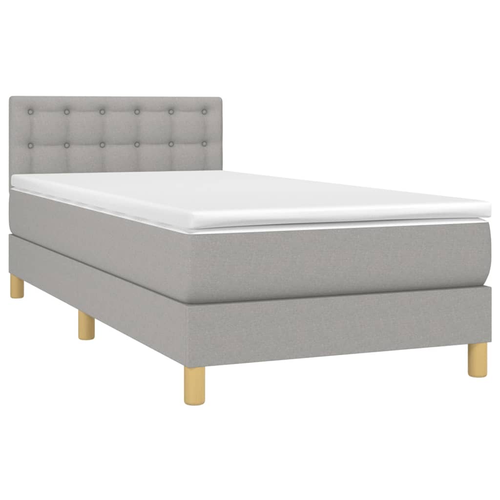 vidaXL Boxspringbett mit Matratze Hellgrau 90x190 cm Stoff