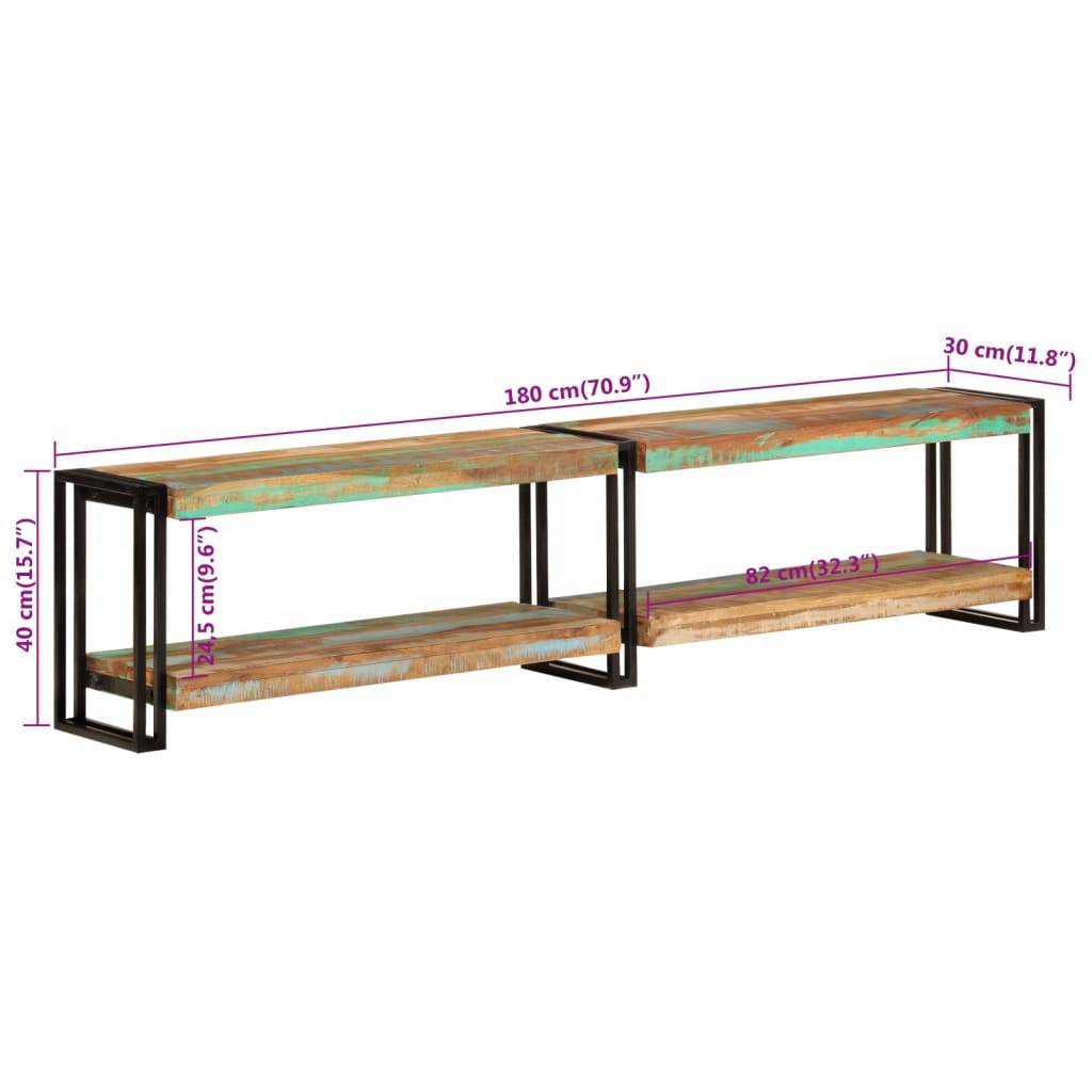 vidaXL TV-Schrank 180x30x40 cm Massives Altholz