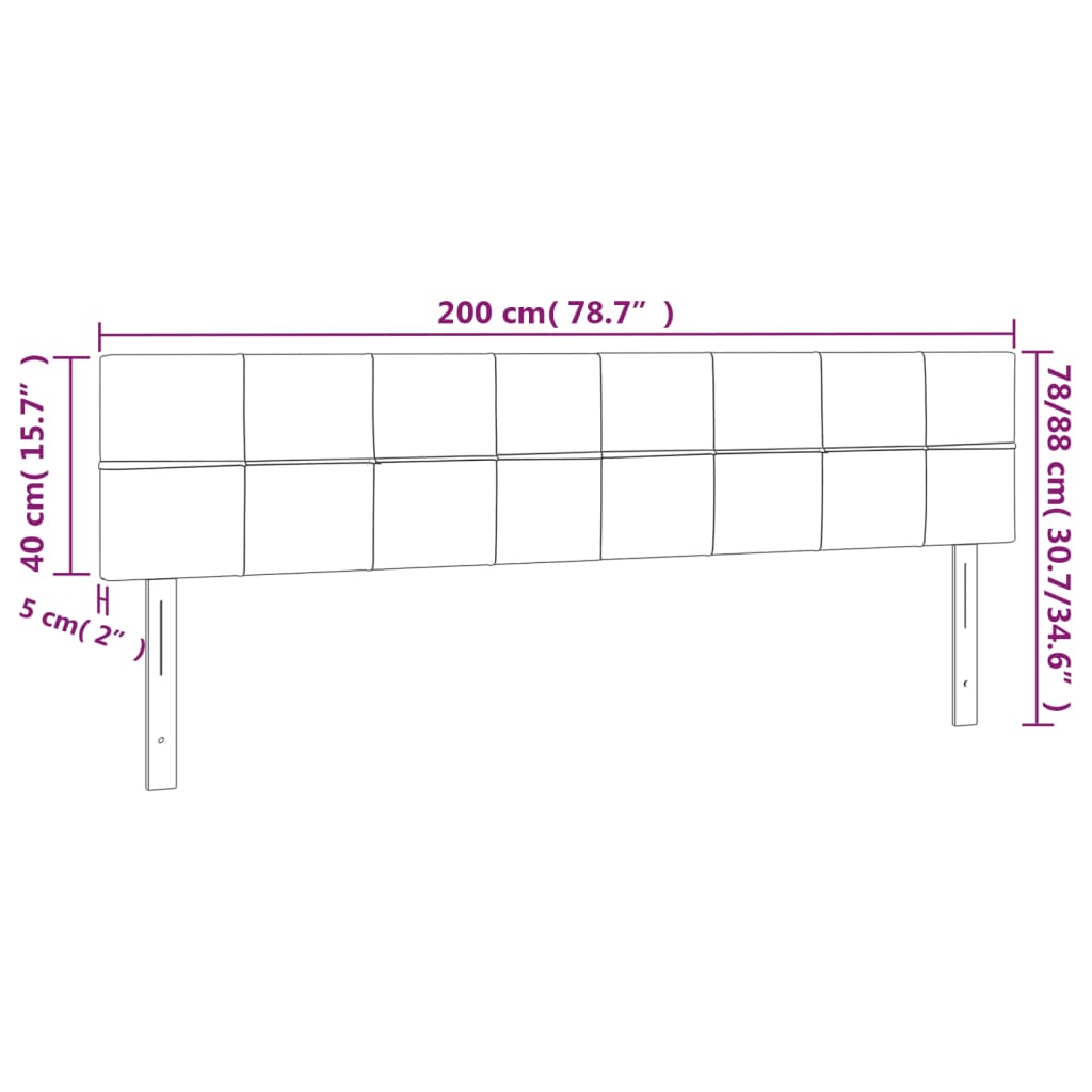 vidaXL LED Kopfteil Dunkelgrau 200x5x78/88 cm Samt