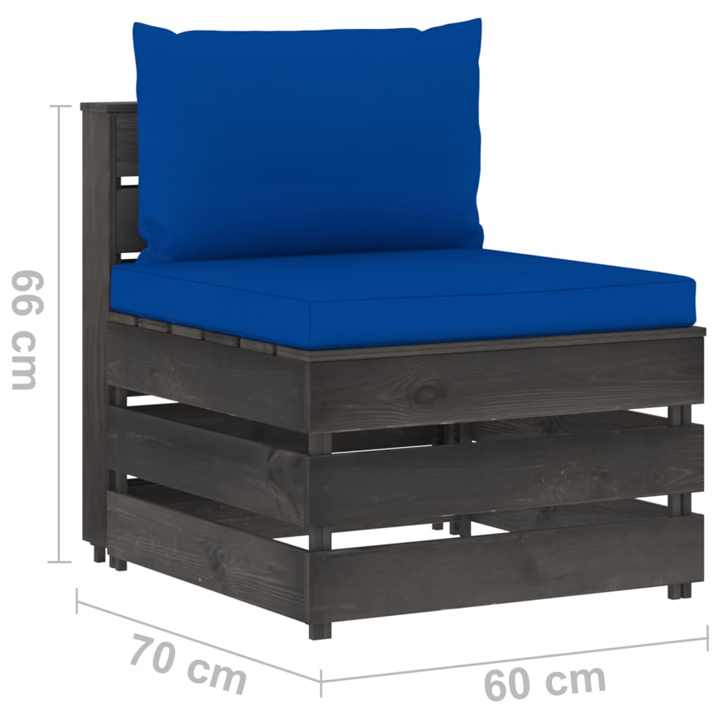 vidaXL 6-tlg. Garten-Lounge-Set mit Kissen Grau Imprägniertes Holz