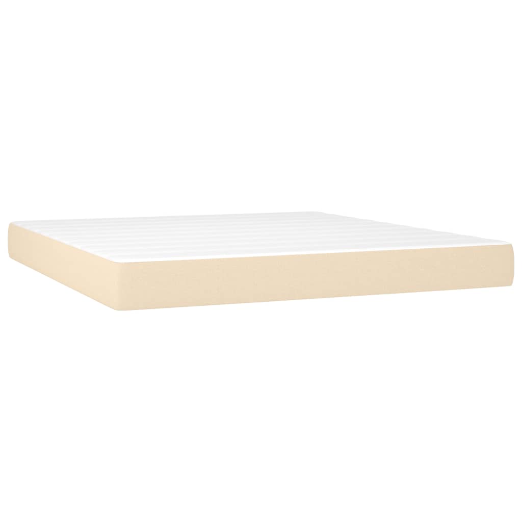 vidaXL Boxspringbett mit Matratze Creme 160x200 cm Stoff