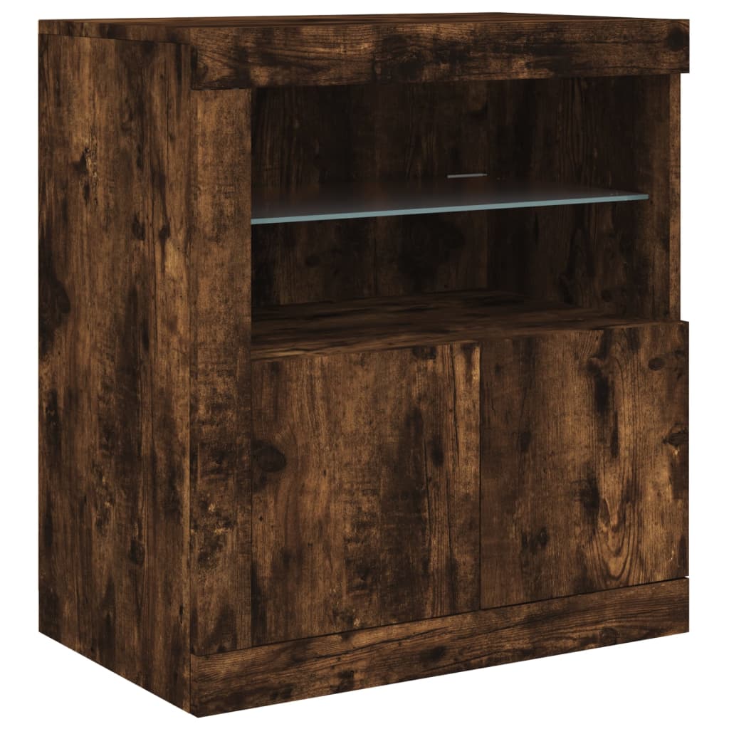 vidaXL Sideboard mit LED-Leuchten Räuchereiche 283x37x67 cm