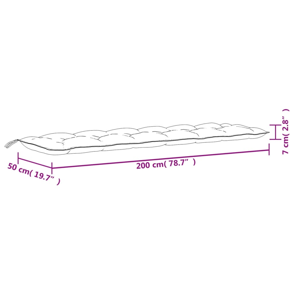 vidaXL Gartenbank-Auflagen 2 Stk. Mehrfarbig 200x50x7 cm Stoff