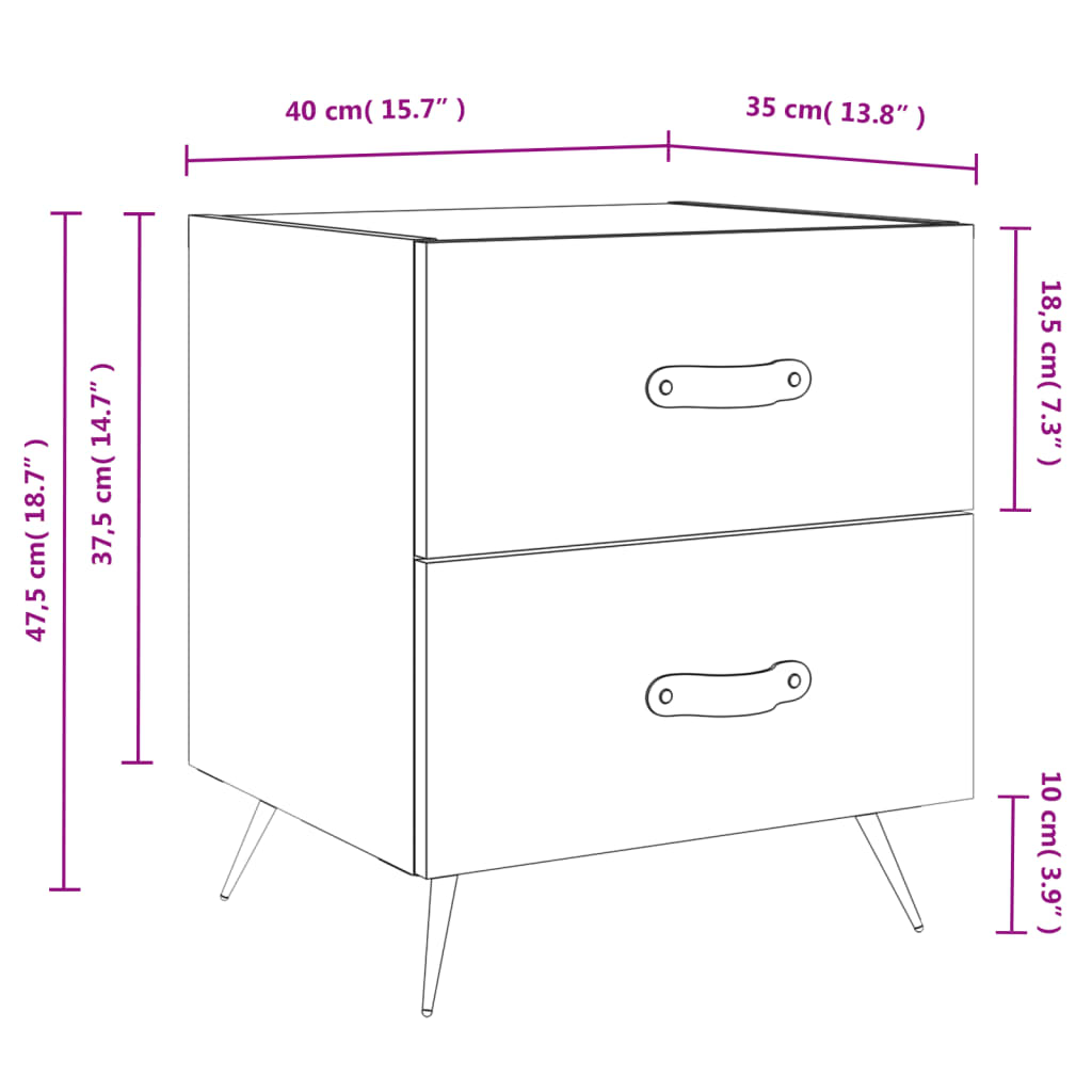 vidaXL Nachttisch Betongrau 40x35x47,5 cm Holzwerkstoff