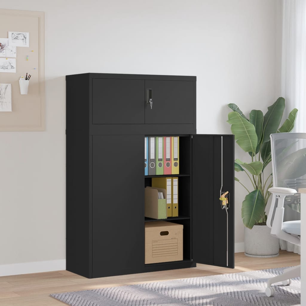 vidaXL Aktenschrank Schwarz 90x40x145 cm Stahl