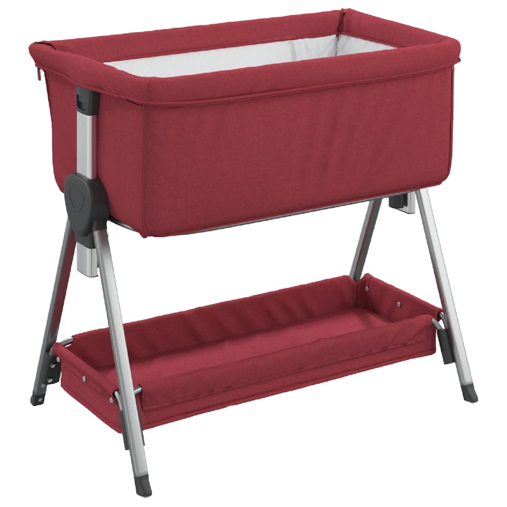 vidaXL Babybett mit Matratze Rot Leinenstoff