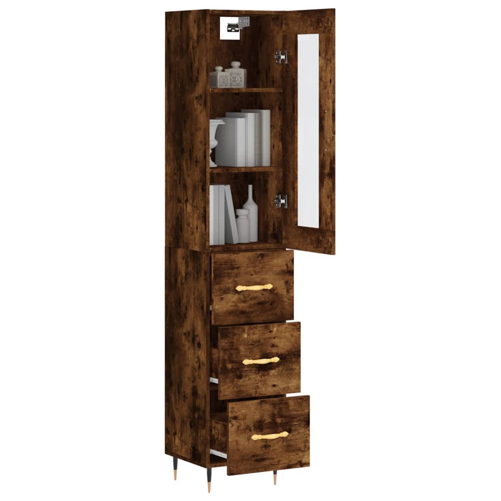 vidaXL Highboard Räuchereiche 34,5x34x180 cm Holzwerkstoff