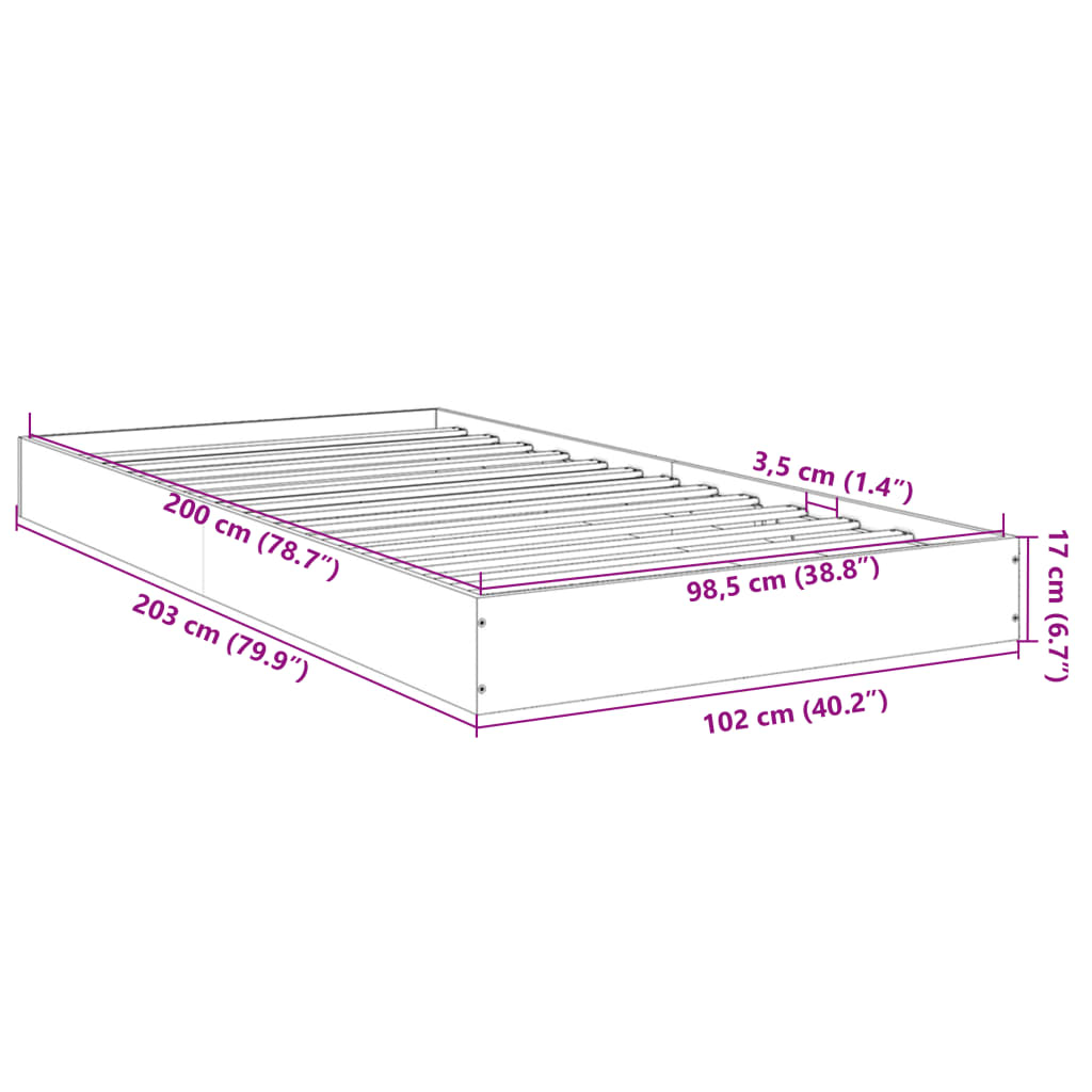 vidaXL Bettgestell Schwarz 100x200 cm Holzwerkstoff