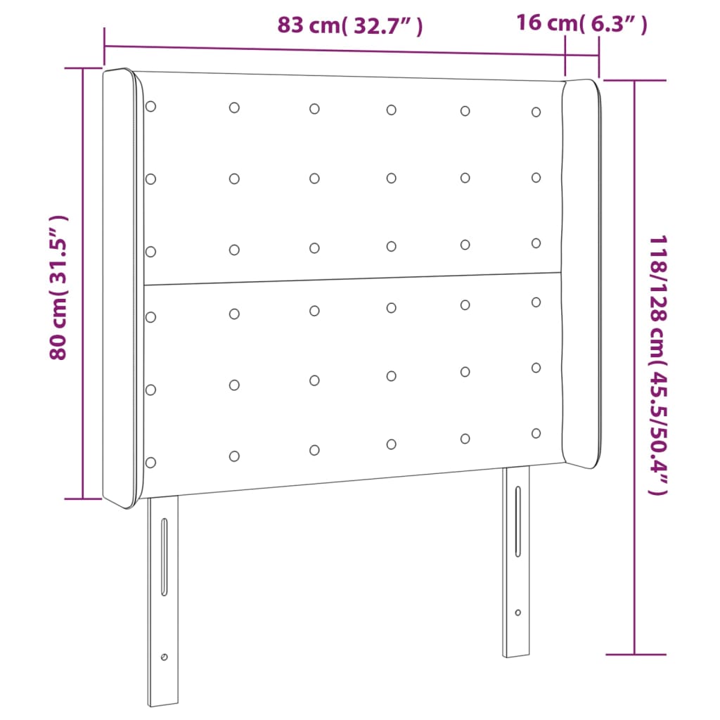 vidaXL LED Kopfteil Dunkelgrau 83x16x118/128 cm Stoff