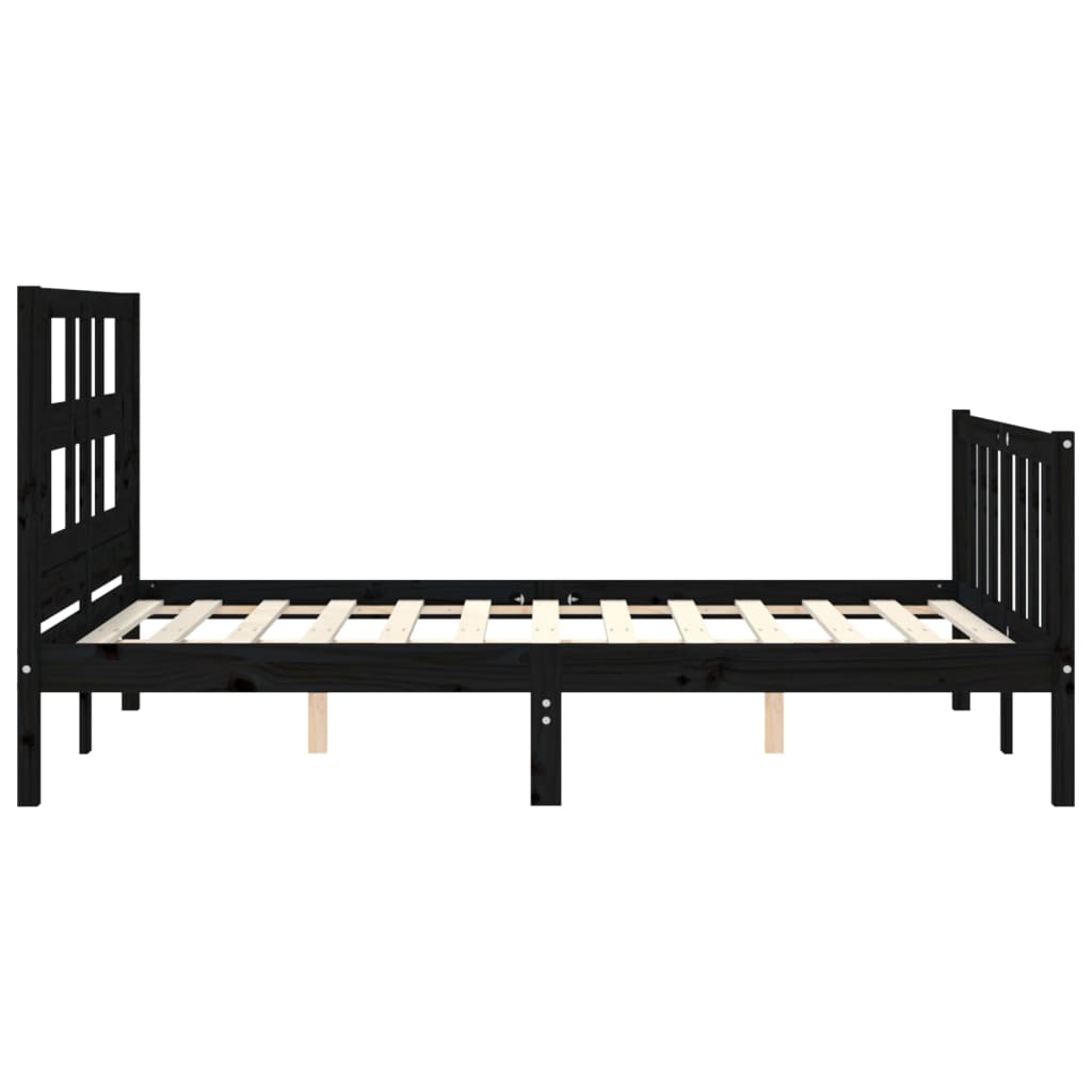 vidaXL Massivholzbett mit Kopfteil Schwarz 140x190 cm