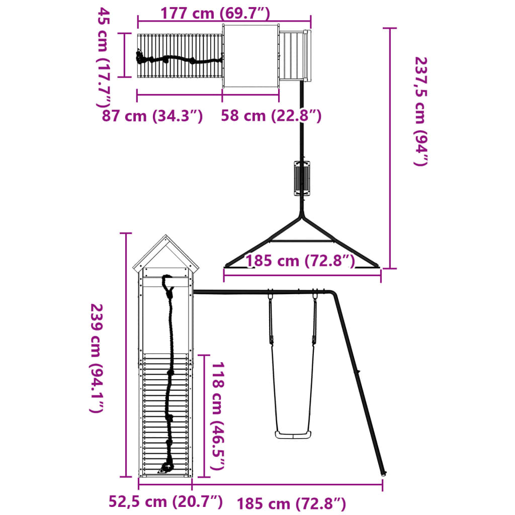 vidaXL Spielturm Imprägniertes Kiefernholz