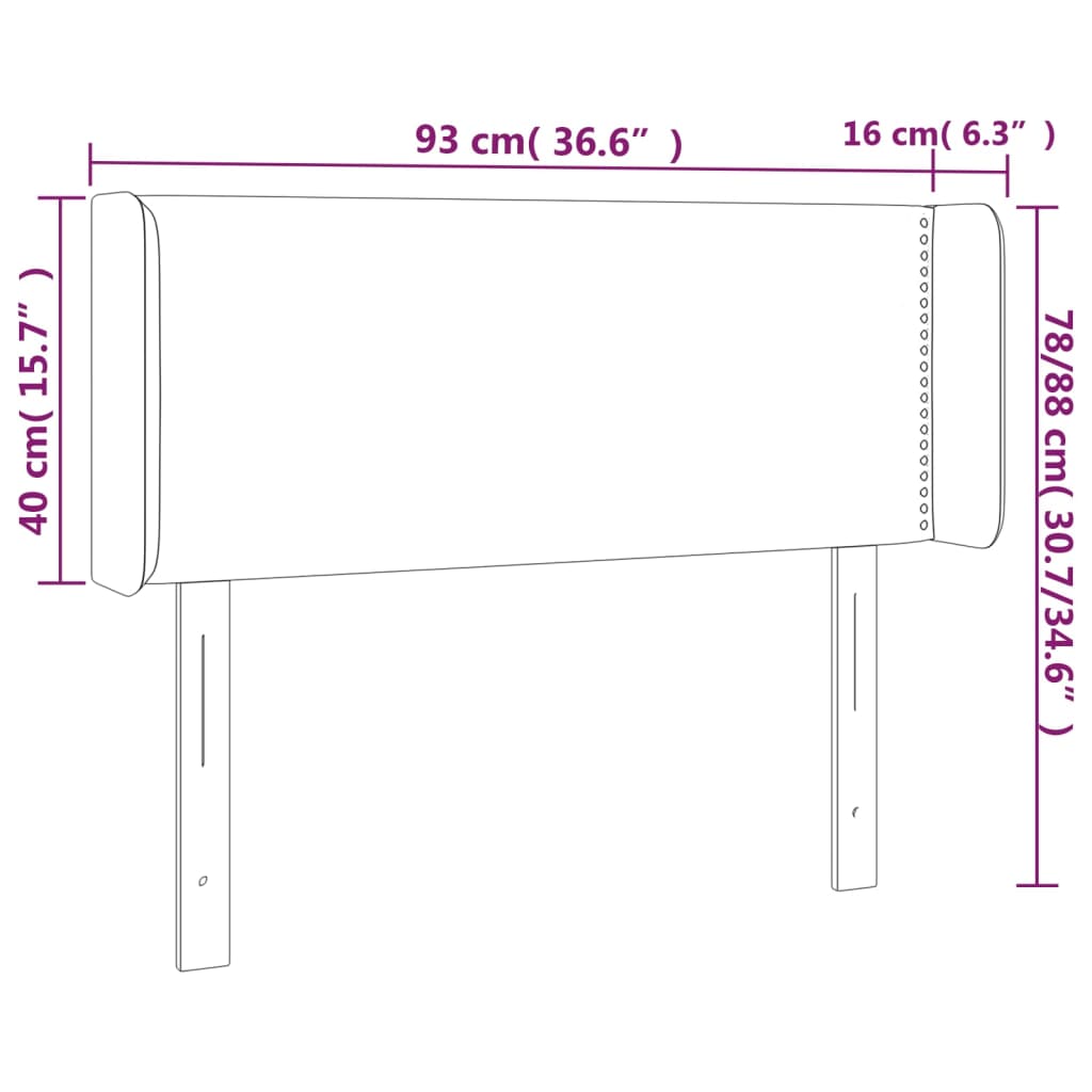 vidaXL Kopfteil mit Ohren Hellgrau 93x16x78/88 cm Samt