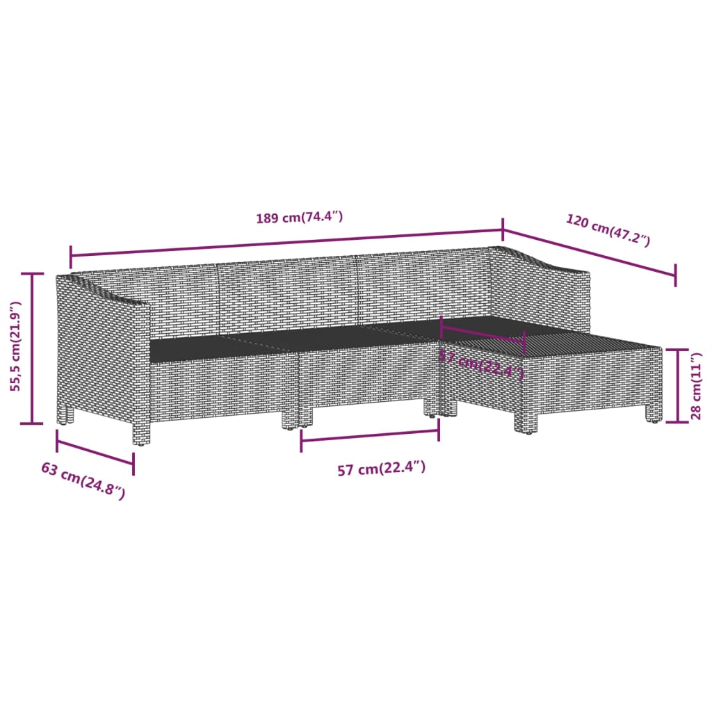 vidaXL 6-tlg. Garten-Lounge-Set mit Kissen Grau Poly Rattan