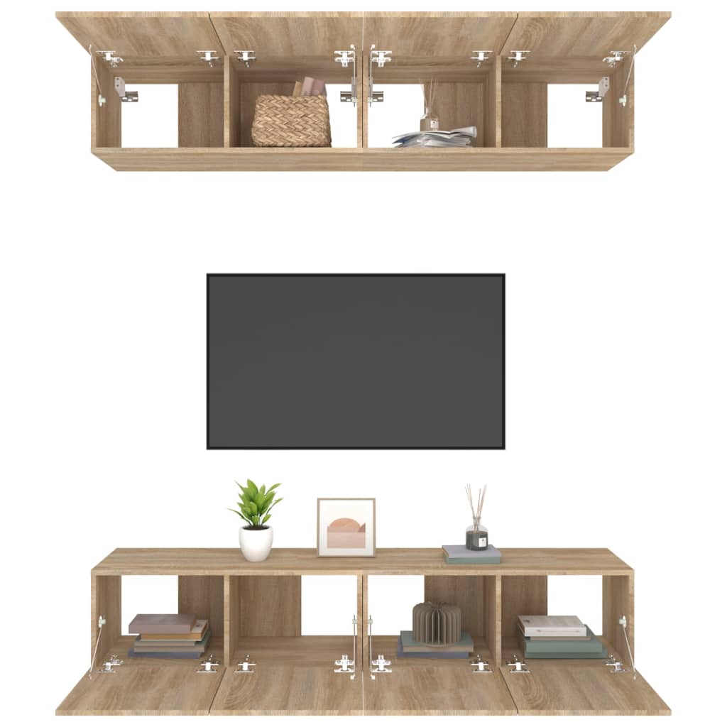 vidaXL TV-Schränke 4 Stk. Sonoma-Eiche 80x30x30 cm Holzwerkstoff